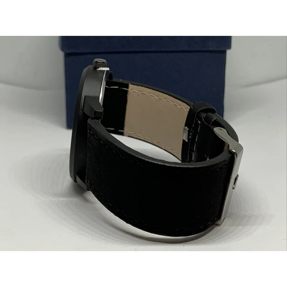 South Lane SS20-dr1-4704 Unisex Black Leather Analog Black Dial Watch BL287